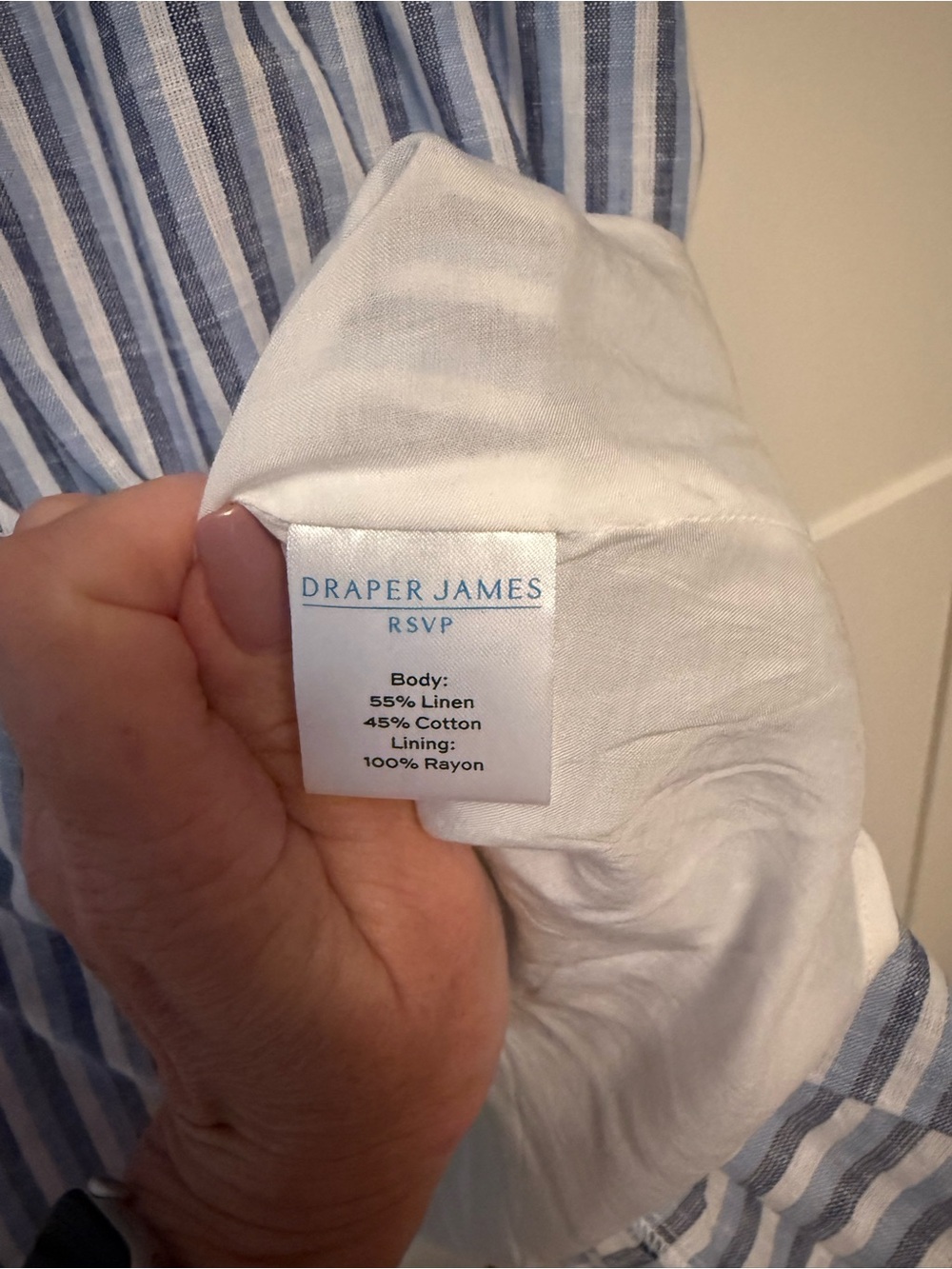 Draper James RSVP Sleeveless Blue and White Striped Knee Length Dress, XL - Picture 5 of 8